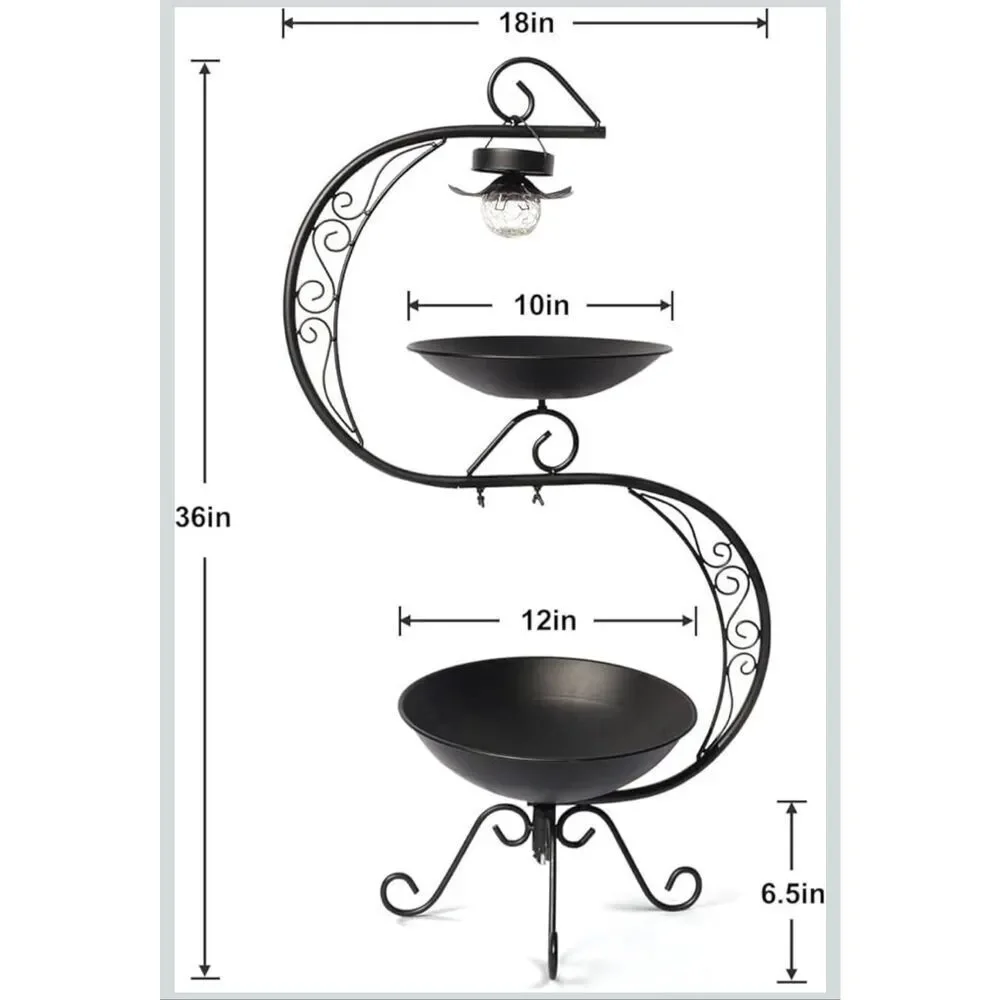 Solar Bird Bath for Outside, 36" Metal Planter, Weatherproof, Garden Decor - Picture 5 of 5